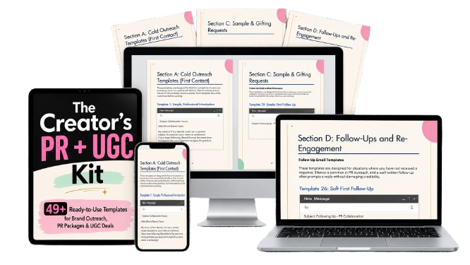The Creator's PR + UGC Kit with email templates and creator tools